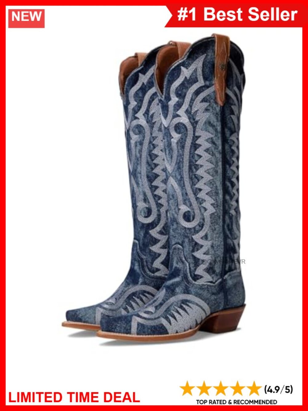 Leather Mid Calf Snip Toe Zippered Western Cowboy Boots Low Heel Casual